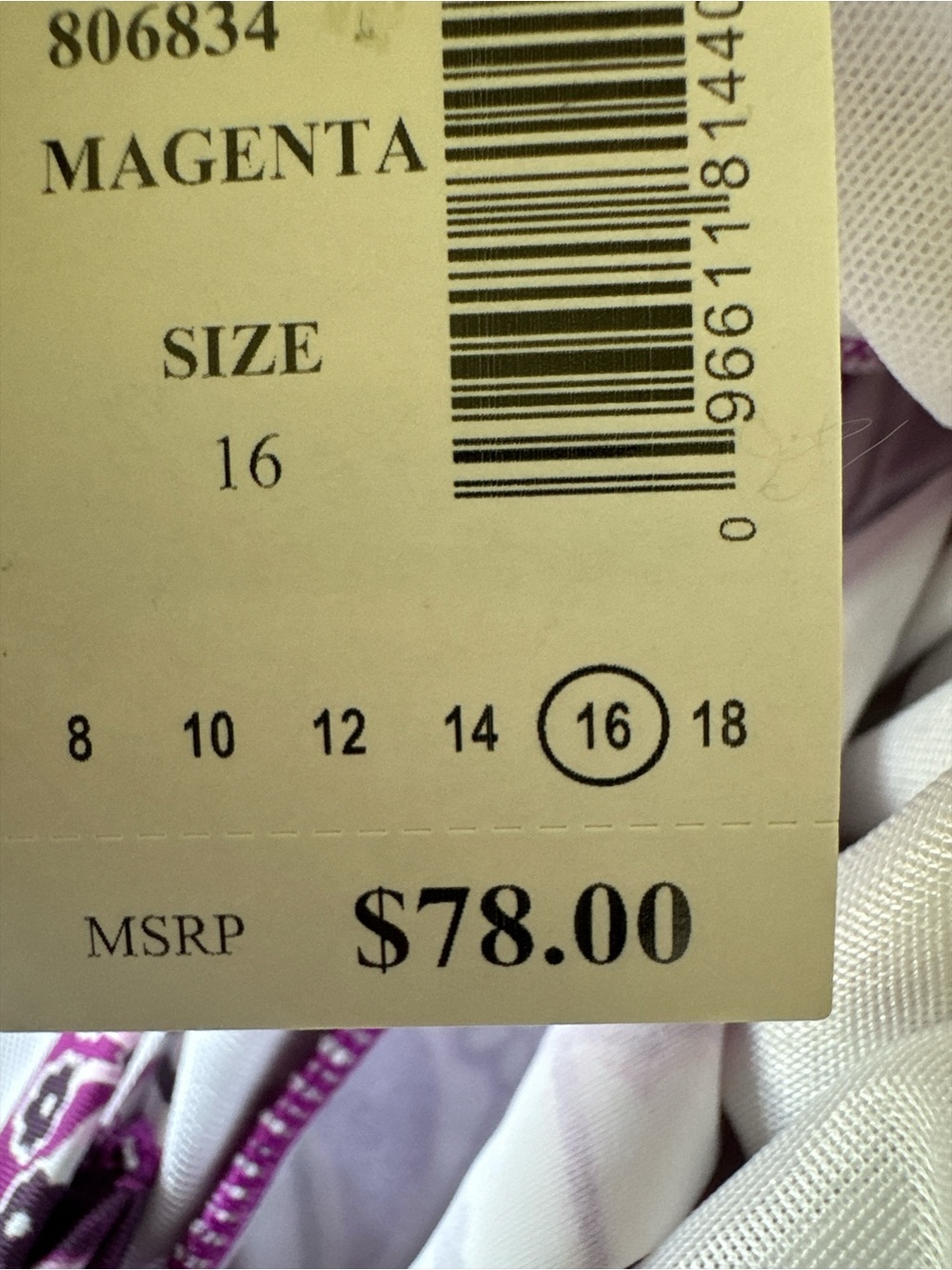 Swim Solutions Women’s Printed Nylon Tankini Swim Top White Magenta Size 16 NWT - Picture 9 of 9